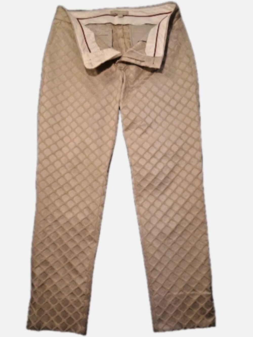 Banana Republic Camden Jacquard Beige Ankle Pant Size 4 Diamond Mid Rise - Picture 3 of 16